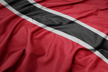 waving colorful national flag of trinidad and tobago.