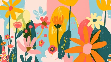 Impressionist blooming flowers illustration poster background