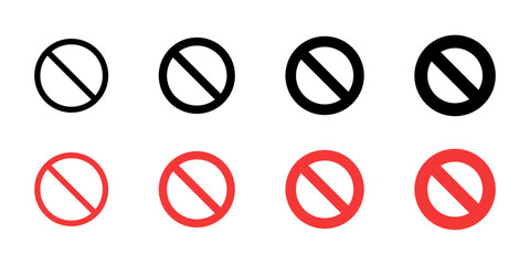 Prohibition vector icon. No or ban red sign. Stop, forbidden or restriction symbol isolated. Warning illustration.
