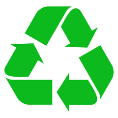 Green recycle symbol. Reusing icon. Zero waste ecology arrow illustration isolated. Recyclable sign.