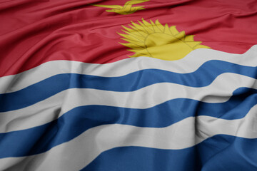 waving colorful national flag of Kiribati .