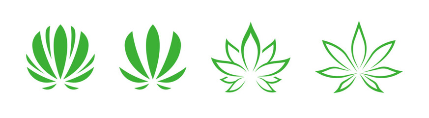 Lotus leaves green icon set. Harmony symbol collection.