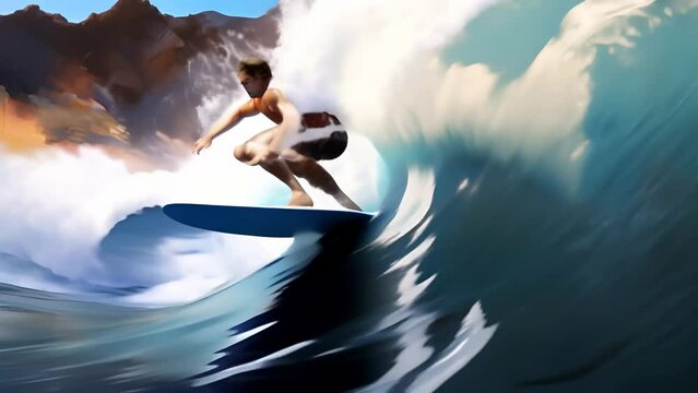 Surfer on the wave in the ocean