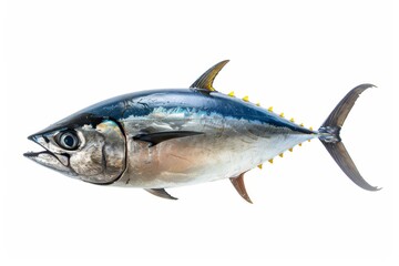 Bluefin tuna alone on white Thunnus thynnus sea creature