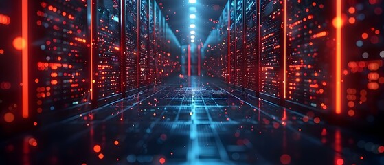Quantum computing database in a data storage center for cloud computing. Concept Quantum Computing, Database Management, Data Storage, Cloud Computing, Technology Trends - obrazy, fototapety, plakaty