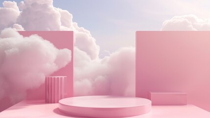 3d background design product display with sky cloud