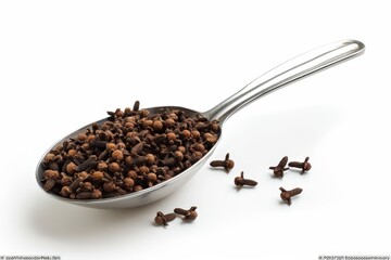 Organic cloves displayed on white background