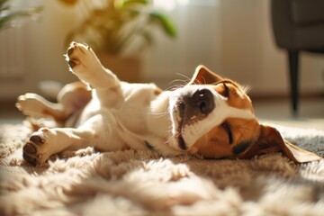 Slumbering Serenity: A Beagle's Peaceful Afternoon Nap Illuminated - Generative AI