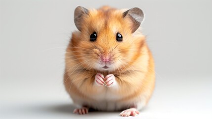 Craft an endearing image of a hamster sitting, capturing its adorable and small stature. 