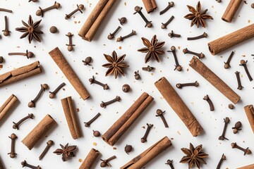 Spices on a white surface