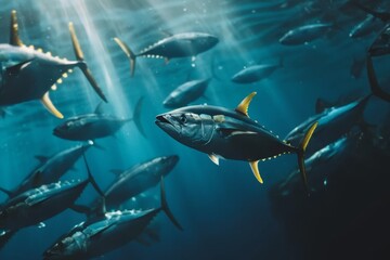 Yellowfin Tuna in blue waters