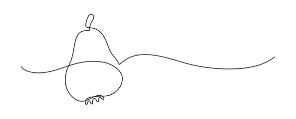 Pear. Continuous line drawing. Doodle border frame. 