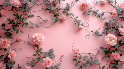 Dusty Rose Floral Vinyl Design on a Blush Pink Surface: Vintage Elegance, Hand Edited Generative AI