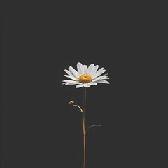 a close up of a single white flower on a black background