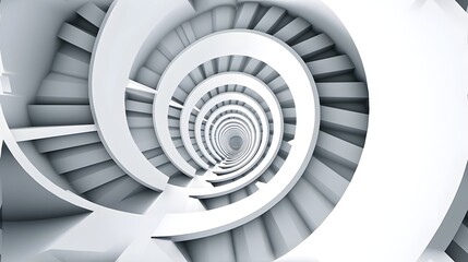 Abstract 3D Spiral Staircase Leading into Infinite Stairs: Illusory Depth, Hand Edited Generative AI