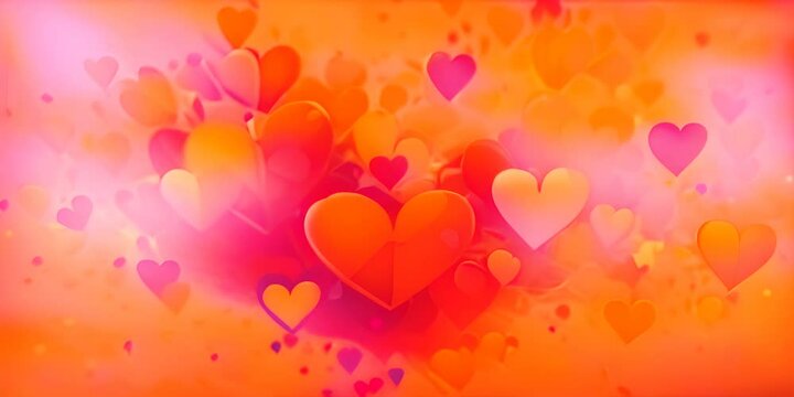 Vibrant explosion of colorful hearts with glowing effects on a yellow background in a festive and fun illustration 4K Video