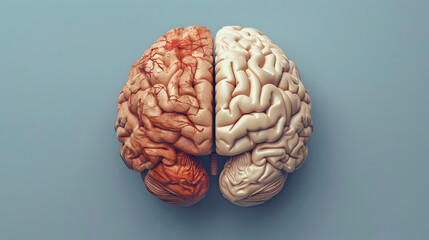 human brain, two halves, Cerebral hemisphere, separated by a groove, the longitudinal fissure - obrazy, fototapety, plakaty