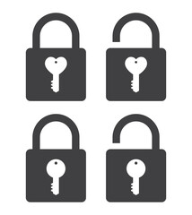 padlock with key icon set