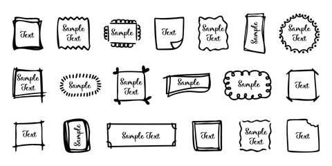 Sketch frame collection in hand drawn style. Black doodle abstract borders sketch frames. Simple doodle, sketch frames template