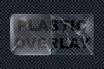 Plastic overlay texture in realistic style. Transparent stretch plastic wrap texture. Plastic overlay adhesive patches