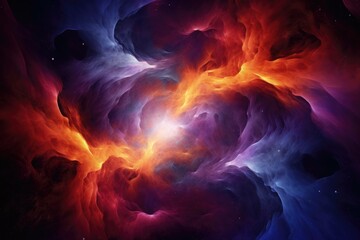 Interstellar Blaze: Vivid Nebula with Radiant Star Core and Cosmic Clouds