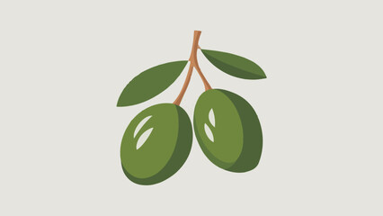 Vector Illustration of Olive on a White Background: Flat Design