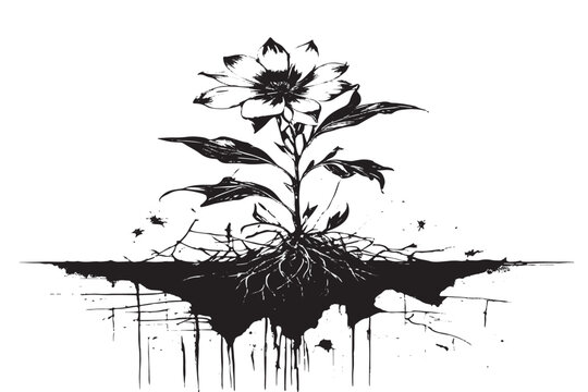 black sketch vector image overlay monochrome texture of flower on white background. vector illustration EPS 10 