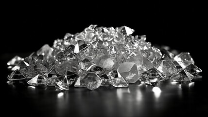 diamond pile with a dark background, representing wealth