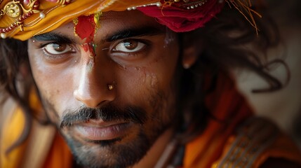 伝統的な衣装を着たインド人の男性 - obrazy, fototapety, plakaty