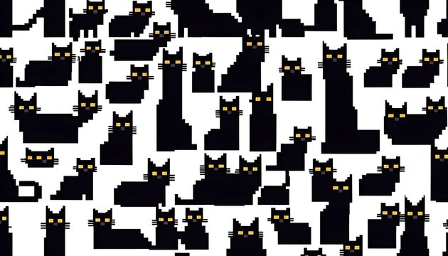 Black pixel cat 