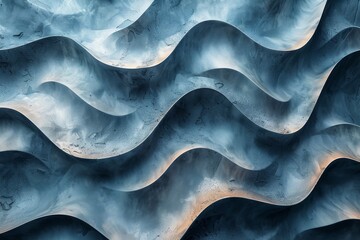 Obraz premium An abstract and tranquil visual of fluid waves in various blue tones, emanating calmness and serenity through design