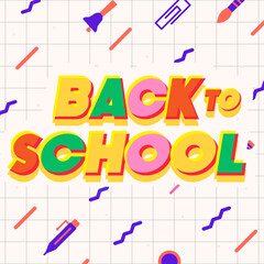 Back to school banner modern typography cute style memphis background for poster, post social media vector 10 eps