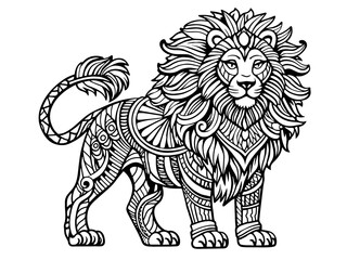 Intricate Lion Mandala Vector Illustration for Coloring
