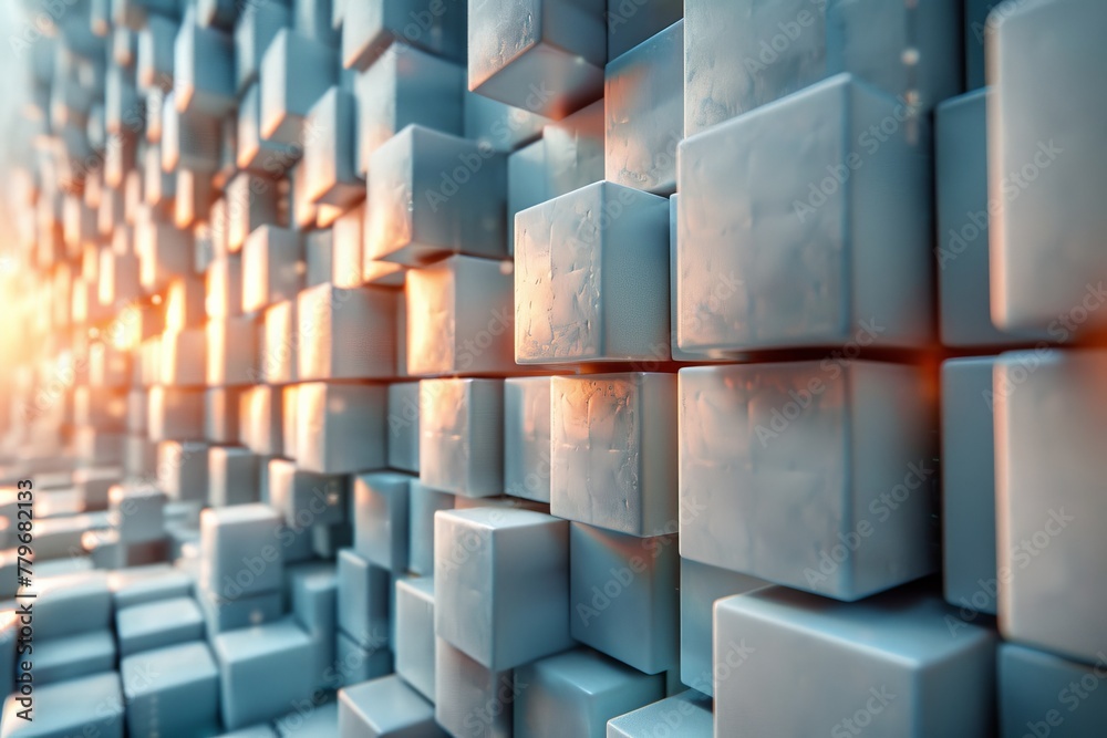 Aufkleber a stunning visual of an array of 3d cubes with glowing edges, suggesting concepts of order and digit