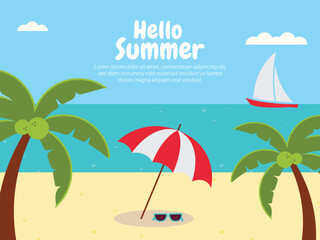 Summer season celebration flat background