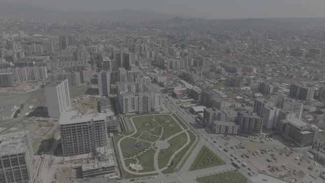 Aerial cityscape of Residential buildings in Didi Dighomi district. Tbilisi, Georgia 2024 april. d-log