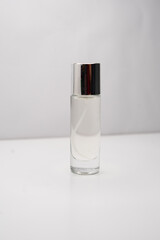 clear glass perfume bottle with silver 