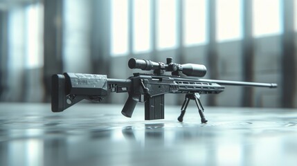 AntiTank Rifle rendered in 3D, isolated on a minimalist stage, focusing on antiarmor capability - obrazy, fototapety, plakaty
