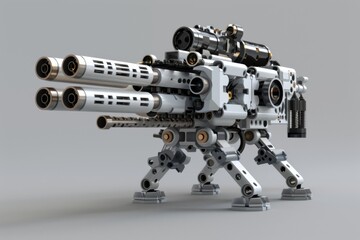 Minigun modeled in 3D, presented against a clean background, epitomizing rapid assault