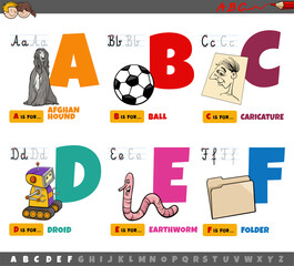 educational cartoon alphabet letters for children from A to F - 779685529