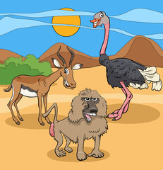 funny cartoon African wild animal characters