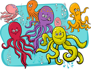 octopus animal characters cartoon illustration