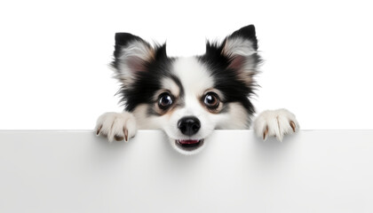 funny border collie puppy isolated on transparent background cutout