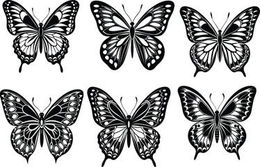 Naklejka premium Set of Butterfly Silhouette Vector Illustration