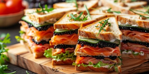 sandwich with caviar Generative AI - obrazy, fototapety, plakaty