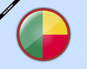 Benin flag circle badge, vector design, rounded sign with reflection