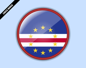 Cape Verde flag circle badge, vector design, rounded sign with reflection