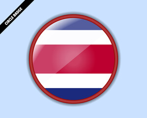 Costa Rica flag circle badge, vector design, rounded sign with reflection