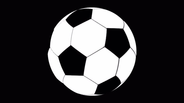 Bouncing ball. Football. Ball rotation. Loop animation of bounced soccer ball. Realistic 3D soccer ball. Video animation. Alpha channel