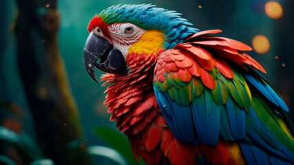 Fototapeta premium Parrot on a branch. Nice close-up.
